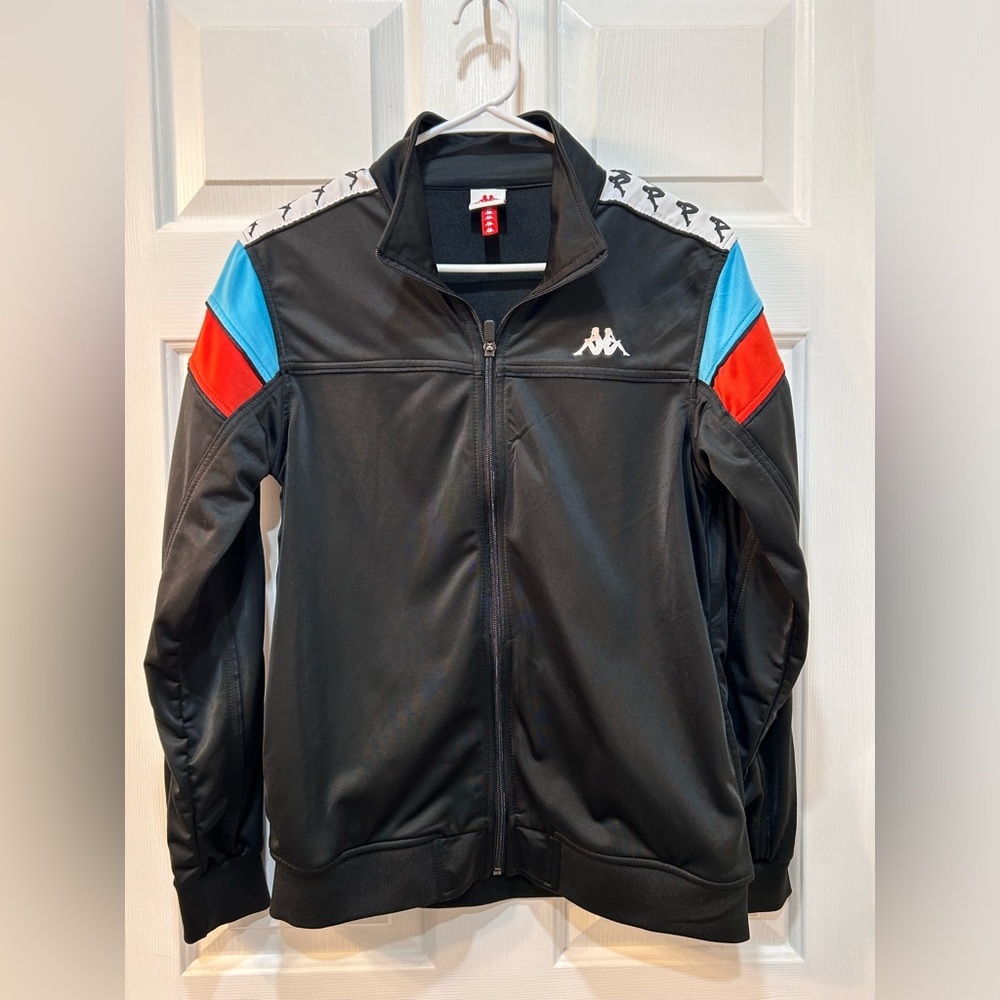 Kappa 222 Banda Merez Slim Track Jacket Black White Men Sz M Full Zip Omini Logo